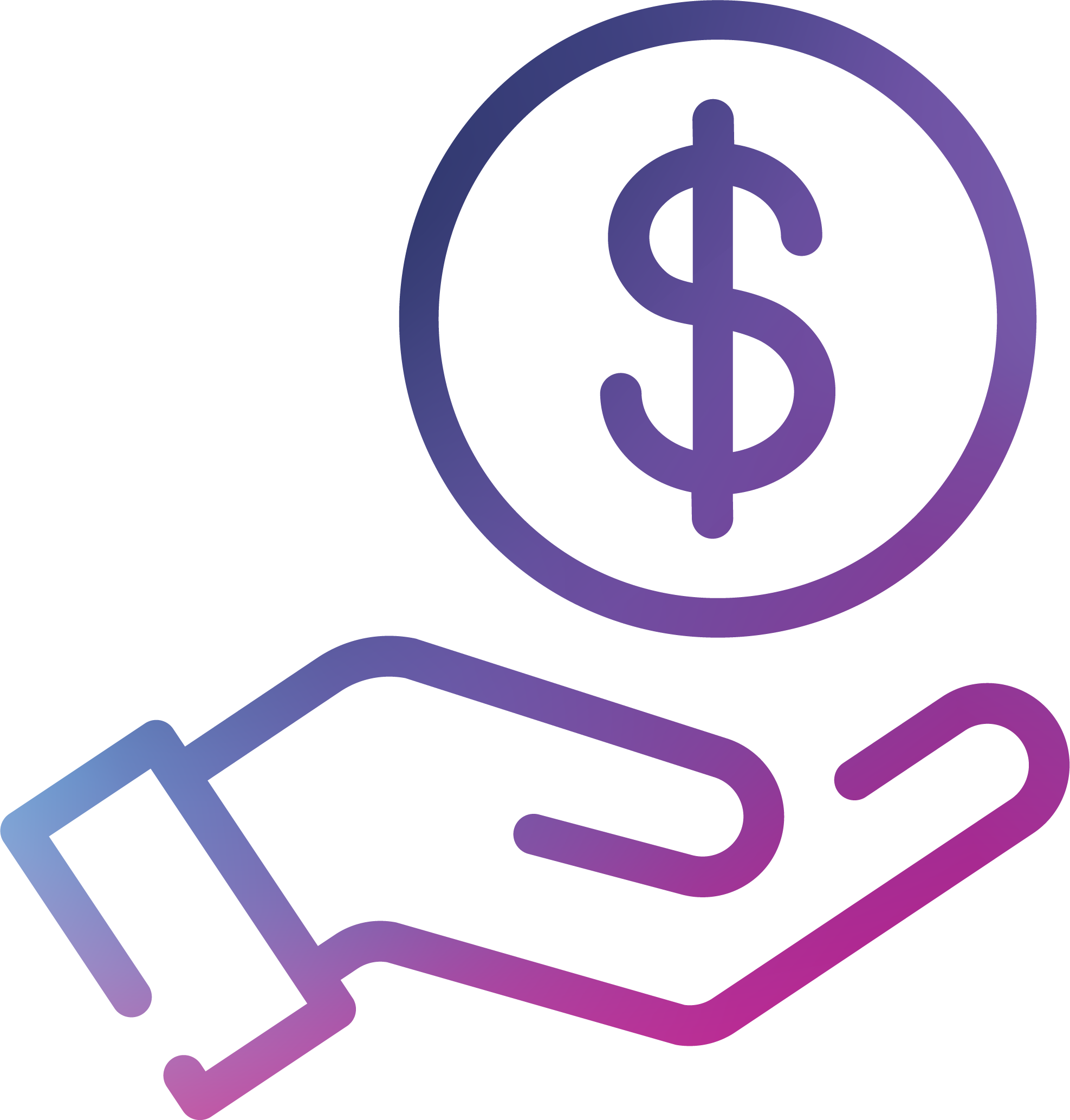 Hand and money icon